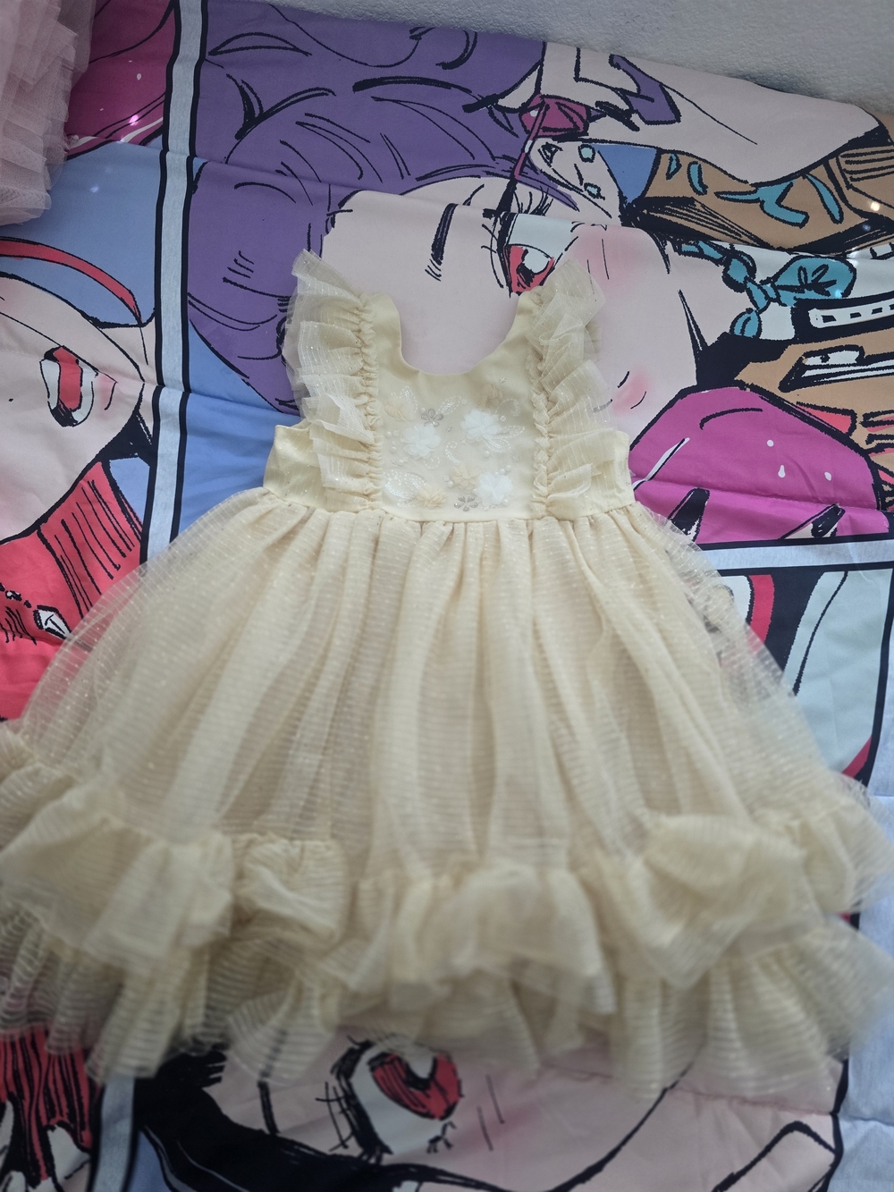 Rachel Zoe Cream Tulle Ruffle Party Dress for Girls